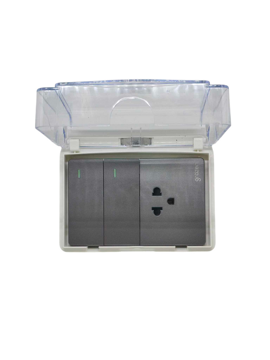Grazen 16A 220V weatherproof electrical plate with two sockets for outdoor use