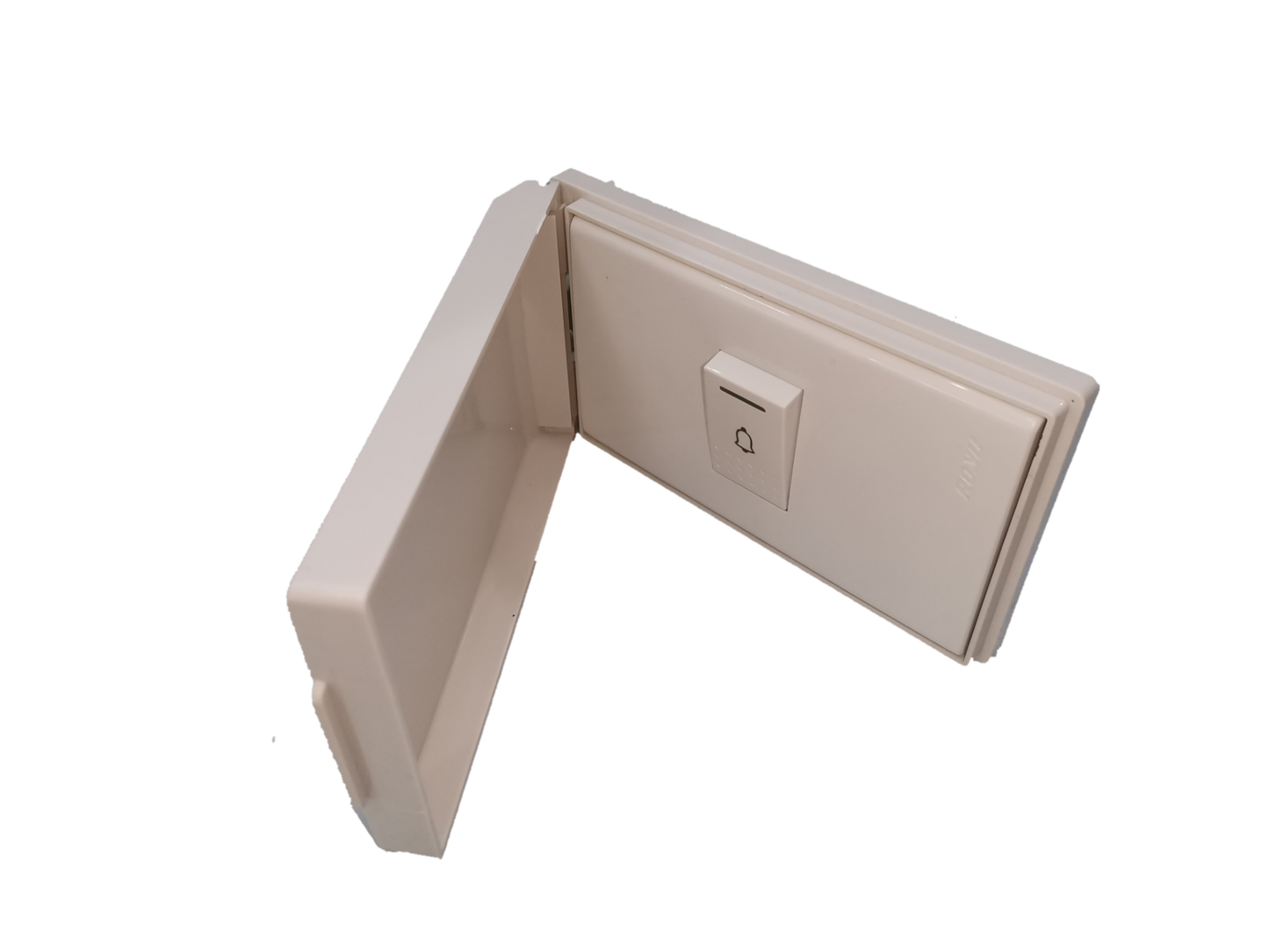 Royu Weatherproof Plate 1 Gang Doorbell Switch in beige with protective cover open