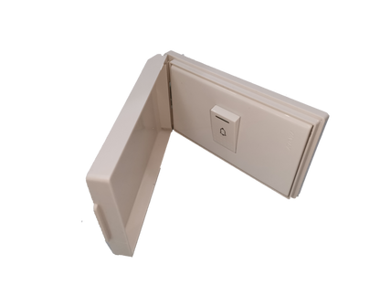 Royu Weatherproof Plate 1 Gang Doorbell Switch in beige with protective cover open