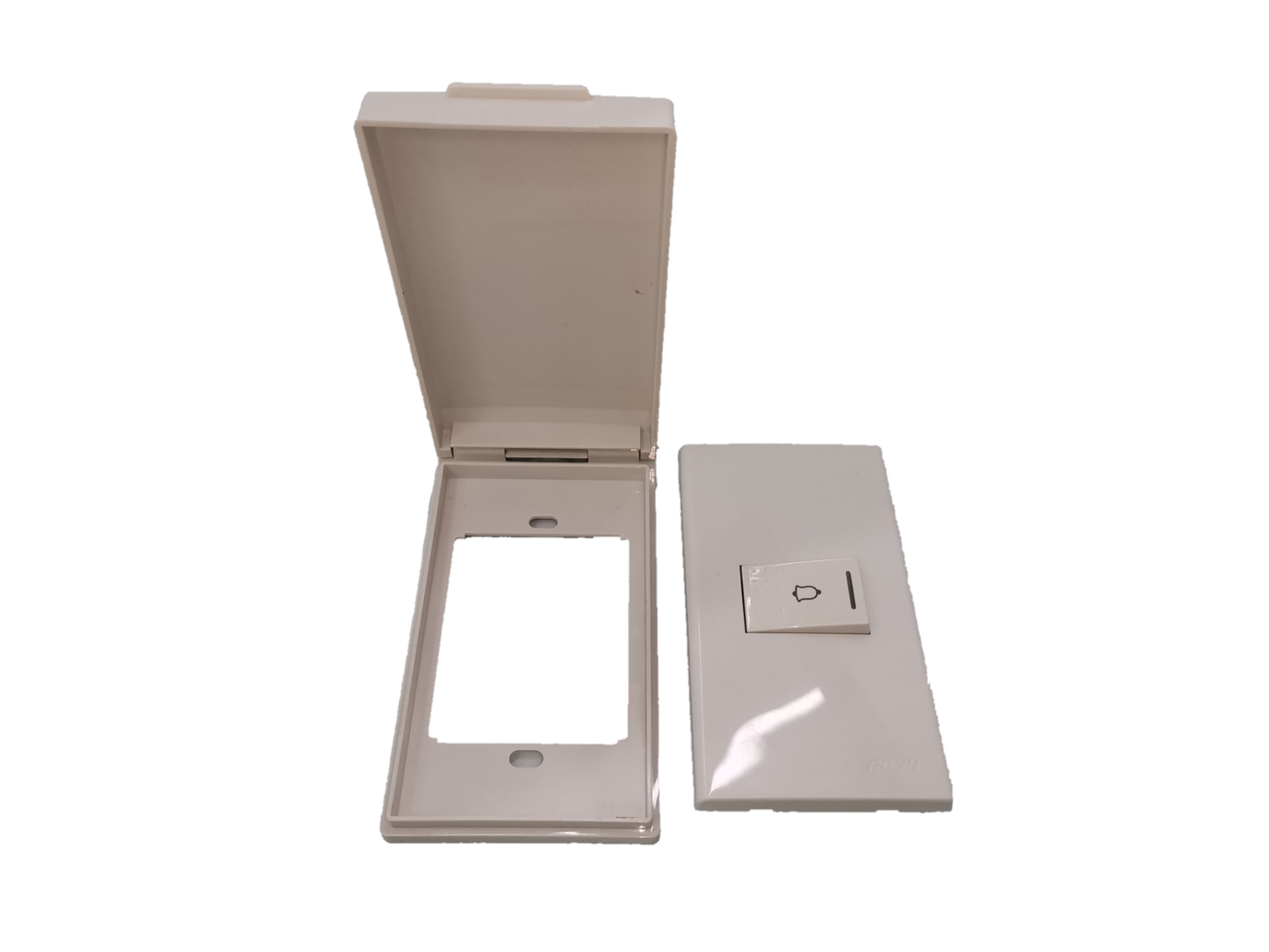 Royu Weatherproof Plate 1 Gang Doorbell Switch with protective cover in white for outdoor use