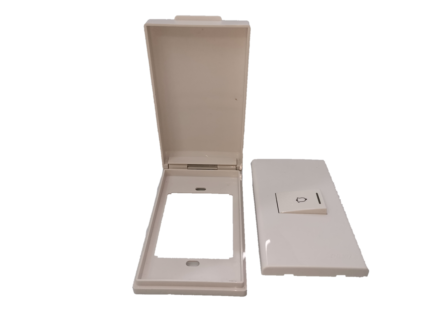 Royu Weatherproof Plate 1 Gang Doorbell Switch with protective cover and white finish