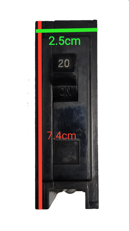 Westinghouse 20A 1 Pole Circuit Breaker Plug-in electrical component with dimensions 7.4 by 2.5 cm