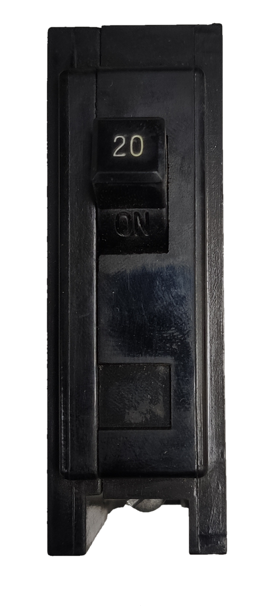 Westinghouse 20A 1 Pole Circuit Breaker Plug-in in black with on off switch for electrical protection