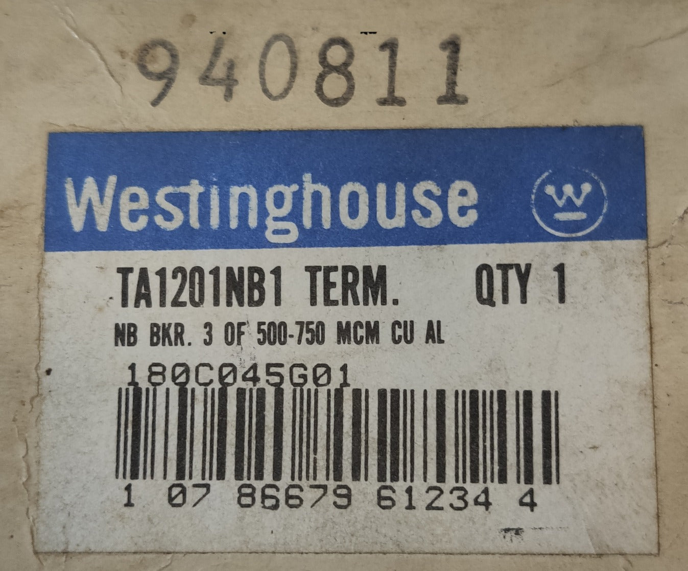 Westinghouse Mechanical Lug for NB Breaker TA1201NB1 Terminal for 500-750 MCM CU AL wiring