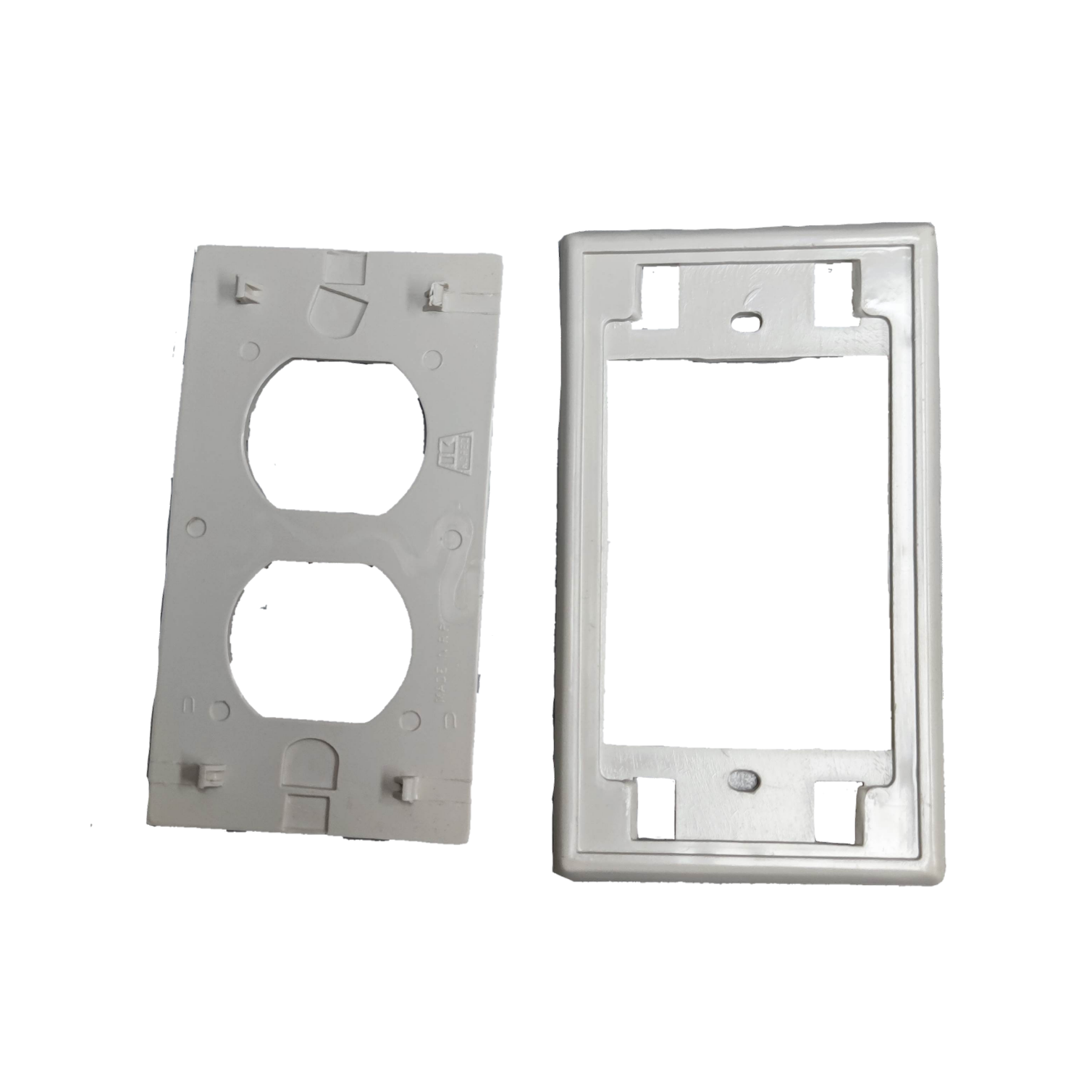 Kopez white 2 gang outlet cover plate with mounting bracket for electrical power points
