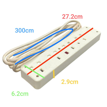 White 4 gang extension cord 220V with 3 meter cable and power switch from China