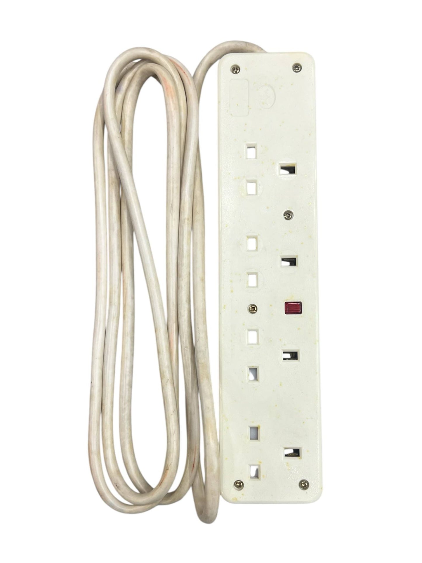 White 4 gang extension cord 220V power strip with long cable from China