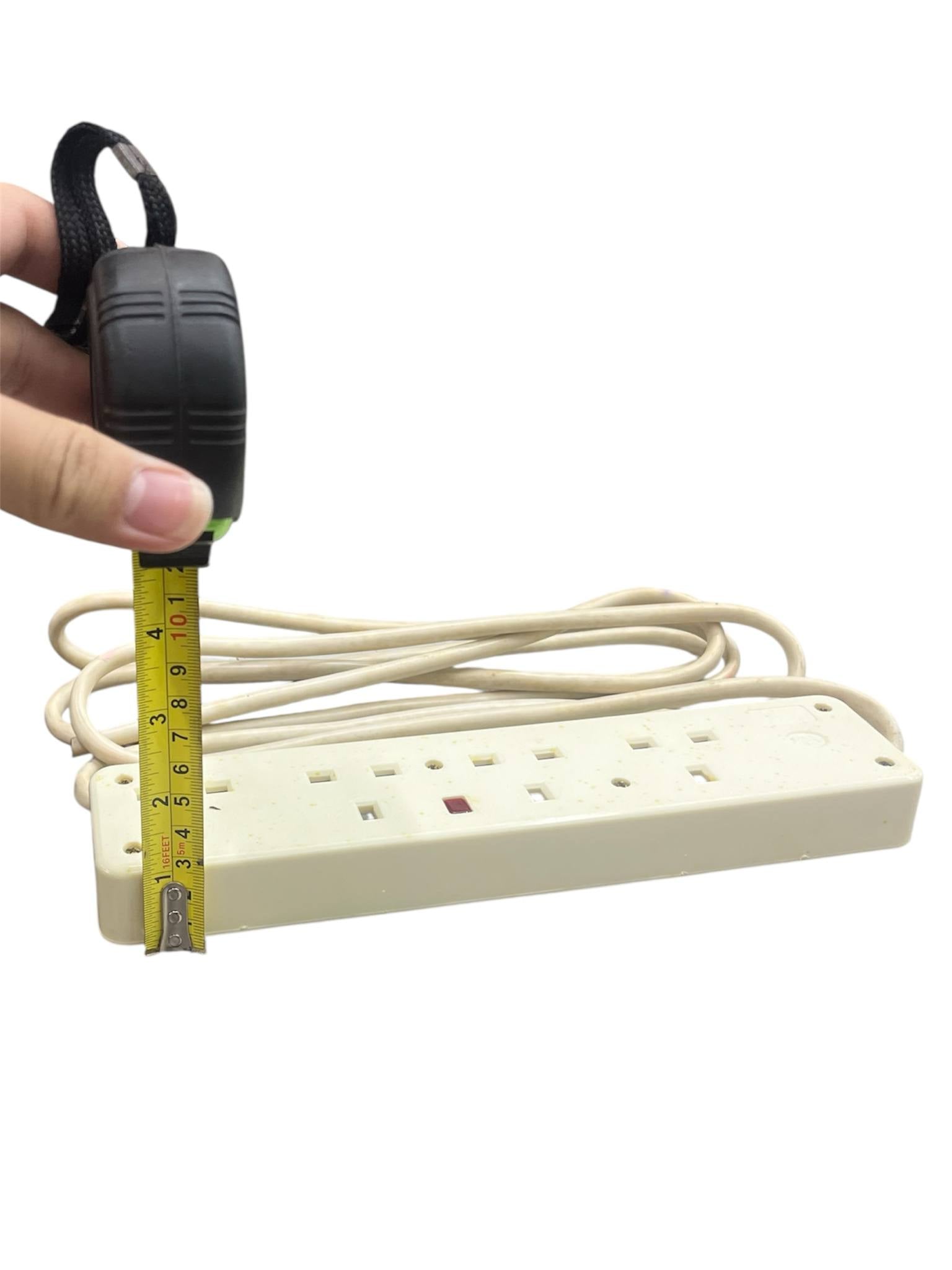 4 gang extension cord 220V white power strip with multiple outlets and measurement tape