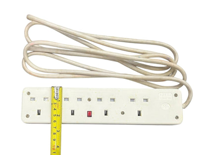 4 gang extension cord 220V power strip with four outlets and long white cable