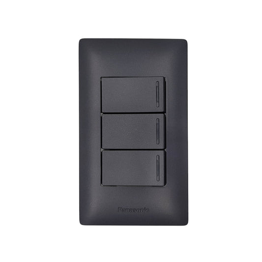 Panasonic 3 Gang 1 Way Switch 3 Device Slim Art Series Metallic Black WSAG6803MB-1/3XWSAG5531MB-5