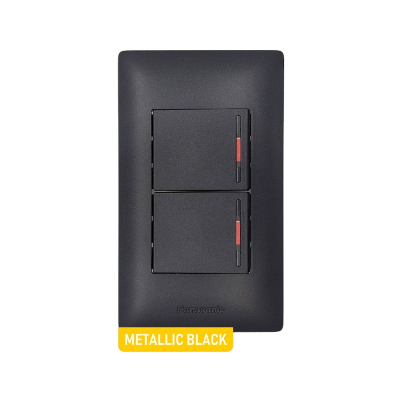 Panasonic Illuminated 2 Gang 1 Way Switch 2 Device Slim Art Series Metallic Black WSAG6803MB-1/2XWSAG5561MB-5