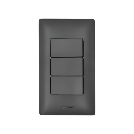 Panasonic 3 Gang 4 Way Switch 3 Device Slim Art Series Metallic Black WSAG6803MB-1/3XWSAG5004MB-5