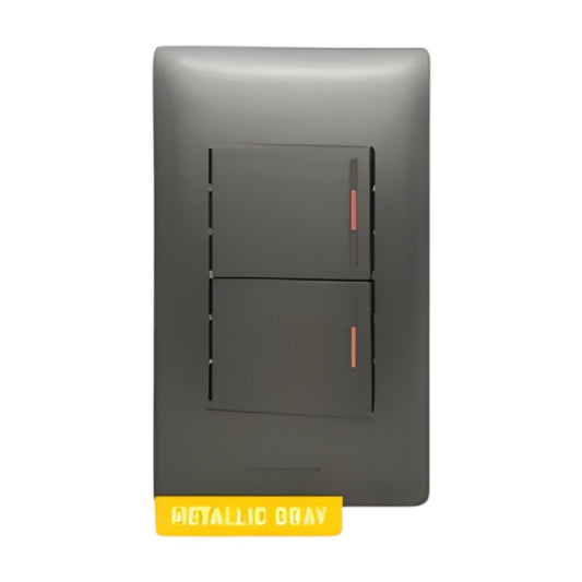 Panasonic Illuminated 2 Gang 1 Way Switch 2 Device Slim Art Series Metallic Gray WSAG6803MH-1/2XWSAG5561MH-5