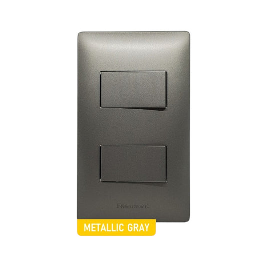 Panasonic 2 Gang 4 Way Switch 3 Device Slim Art Series Metallic Gray WSAG6802MH-1/2XWSAG5004MH-5