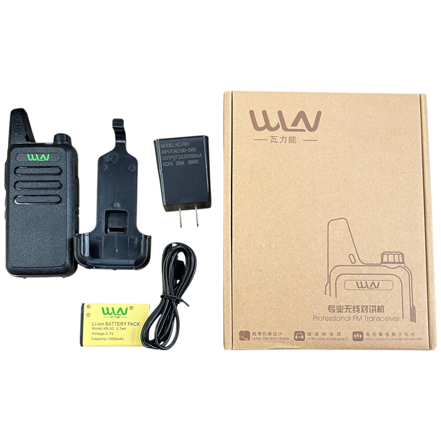 WLW Two-Way Radio 400-470Hz Black  10-15 Meters, Walkie Talkie UHF 400-470Mhz