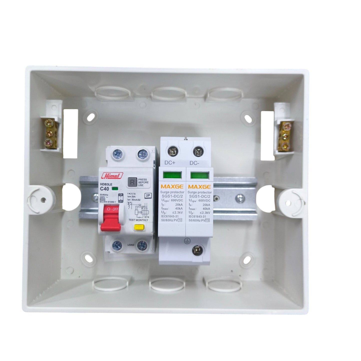 Maxge with Himel 40A 2pole SPD with RCBO Electric Vehicle Charging Port Safety Device with Enclosure Surge Protection Device