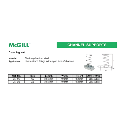 McGill Channel Clamping Nut Model# CN-1/2