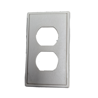Kopez white 2 gang outlet cover plate with textured surface for power points and switches
