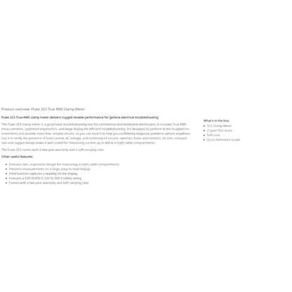 Fluke 323 Clamp Tester True RMS Meter