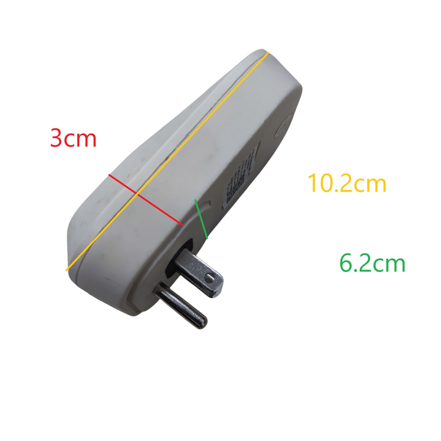 White Wifi Smart Outlet 5A 220V power plug with two metal prongs and compact design