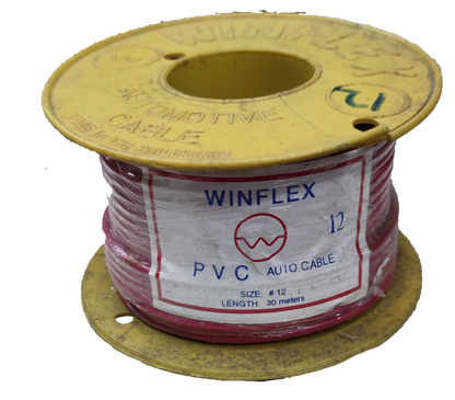 Winflex Auto Wire 14 AWG red automotive cable spool with 30 meters length and PVC insulation