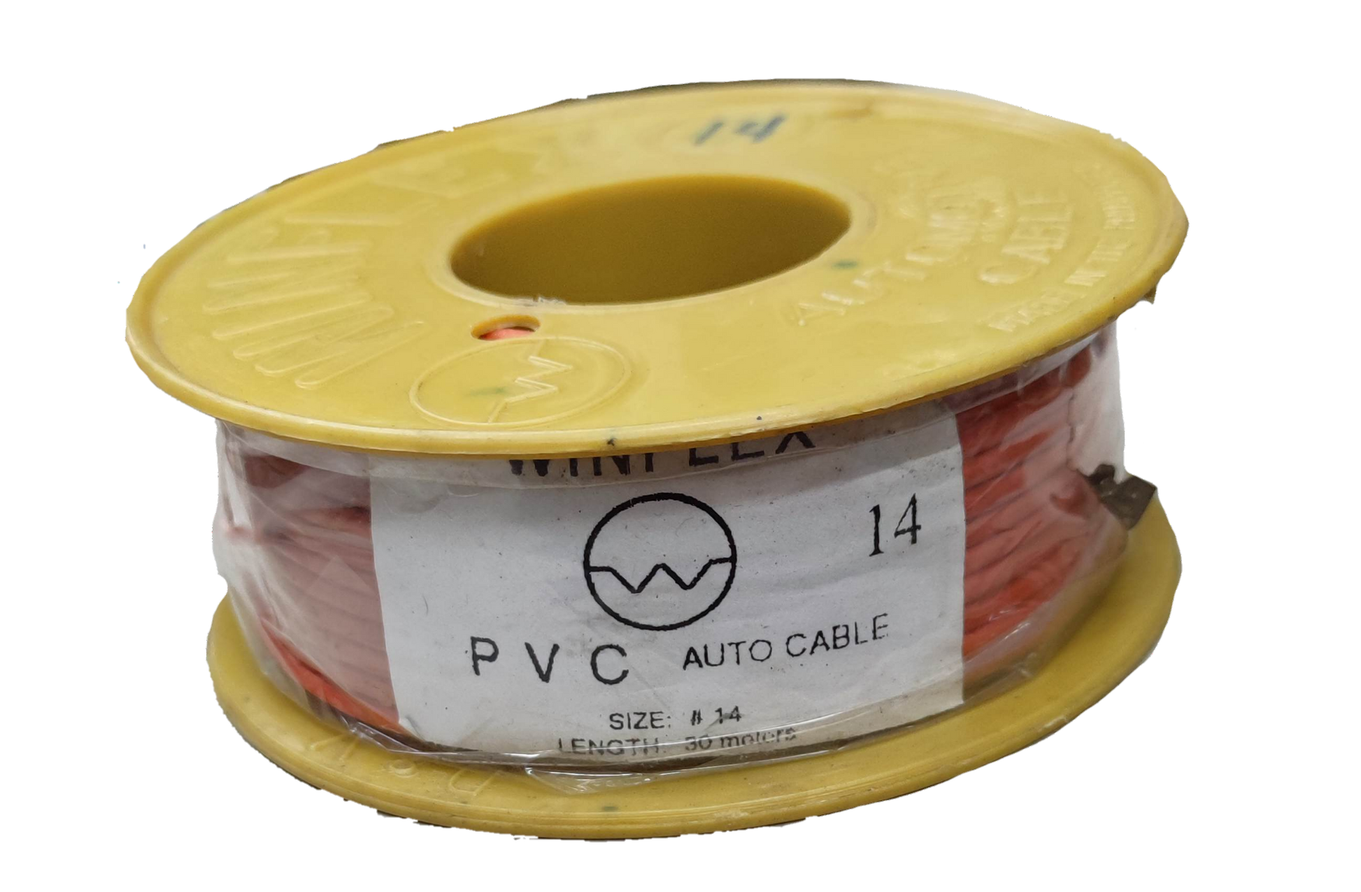 Winflex Auto Wire 14 AWG red PVC insulated automotive wire spool with yellow reel
