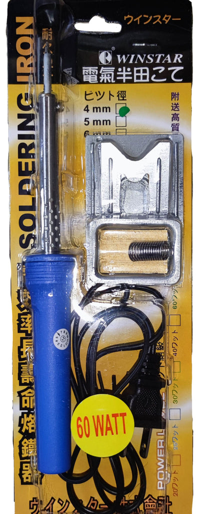 Winstar 60W Soldering Iron 220V with blue handle and accessories in blister pack