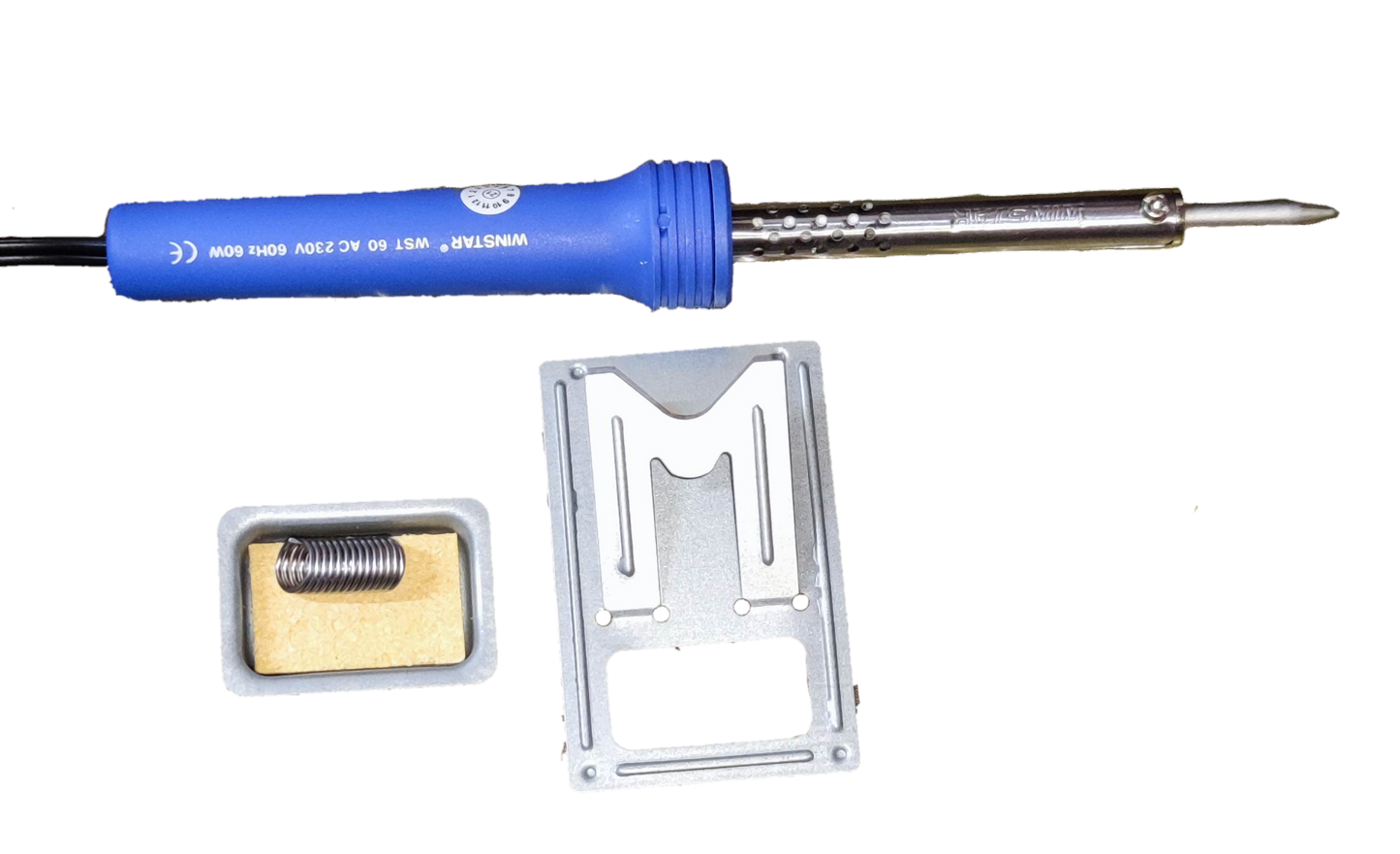 Winstar 60W soldering iron 220V with blue handle and metal tip including stand and cleaning sponge