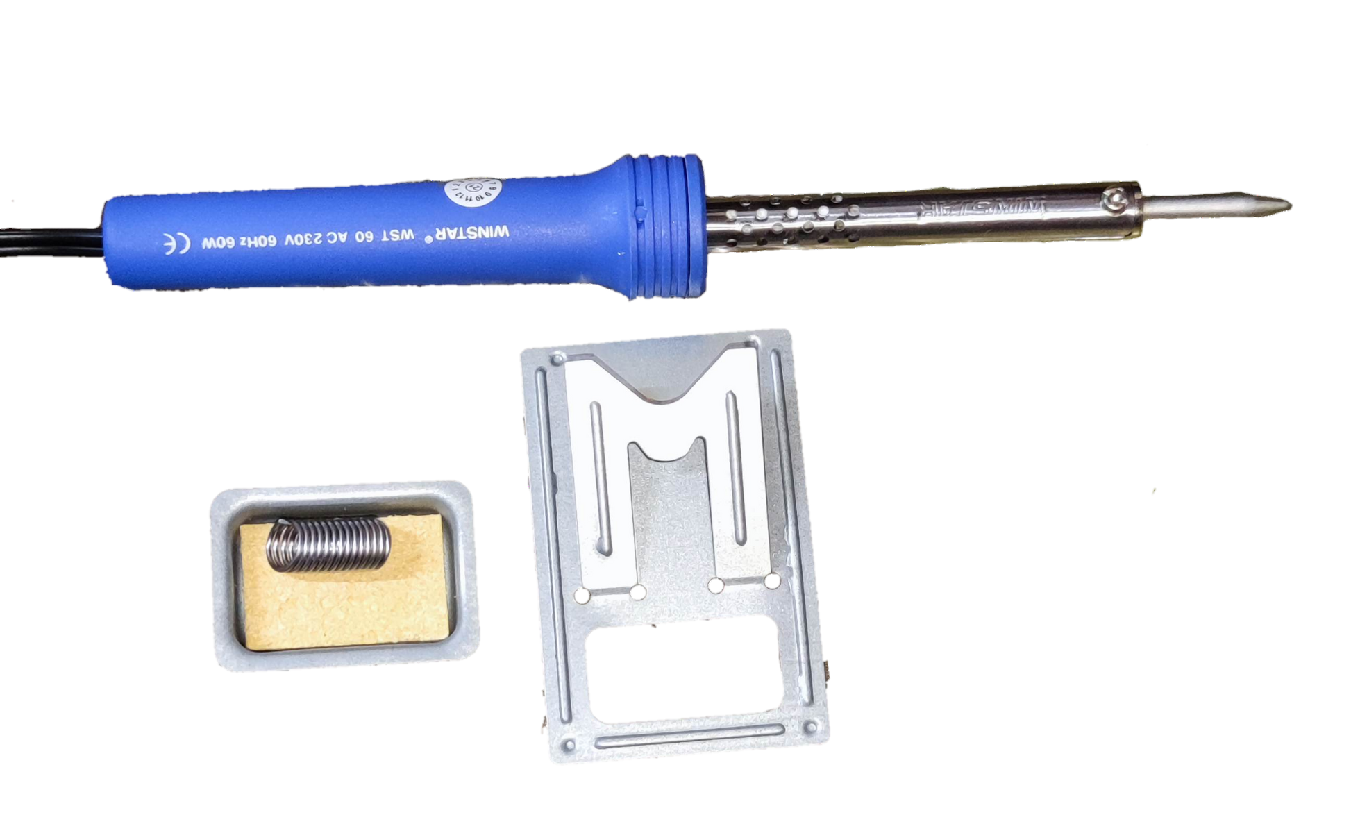 Winstar 60W soldering iron 220V with blue handle and metal tip including stand and cleaning sponge