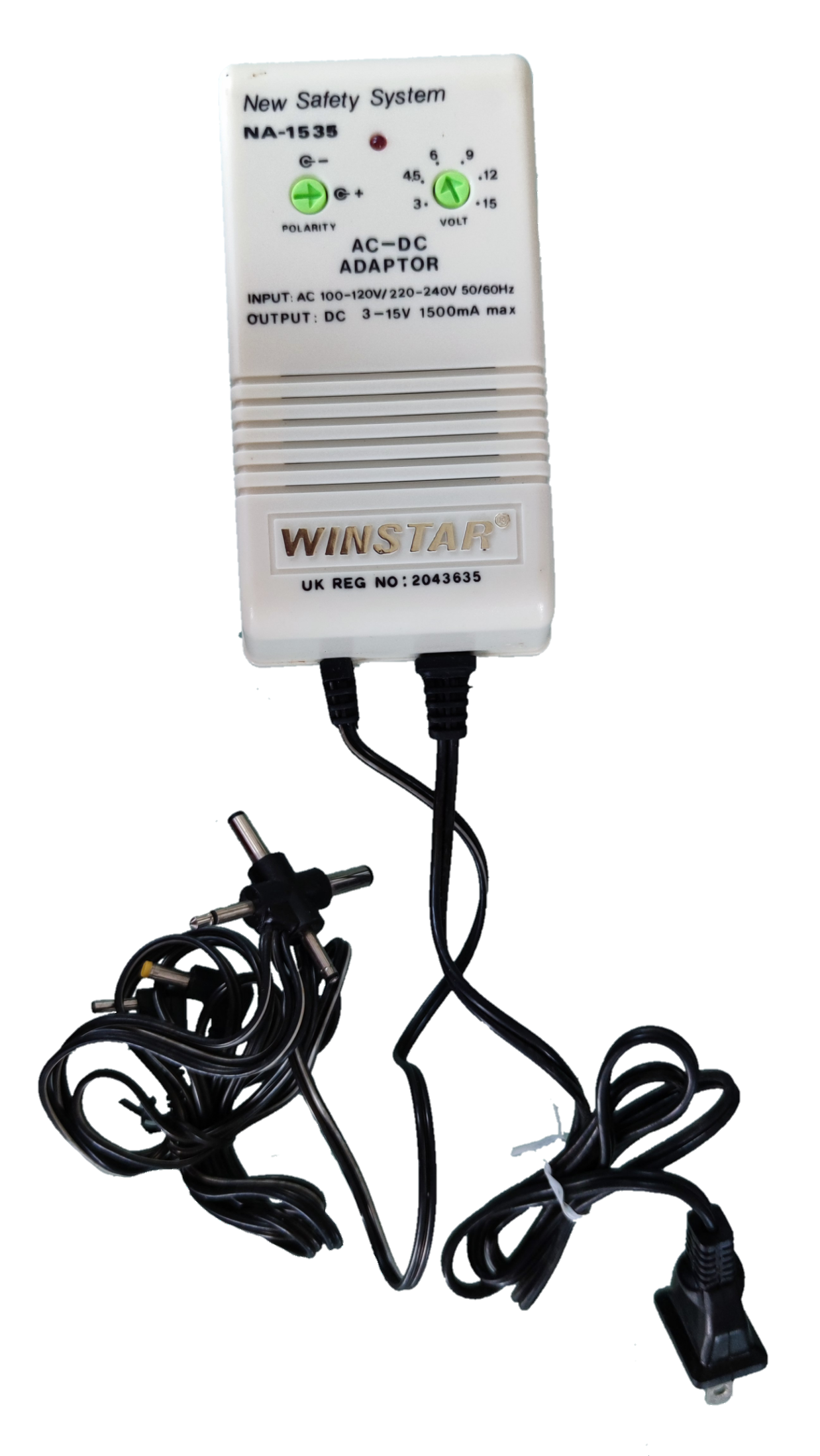 Electx Electrical Supply AC DC adaptor 1500mA power adaptor with UK plug and multiple cables