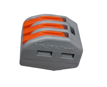 32A 250V wire connector 5 pack with gray and orange levers for electrical wiring connections