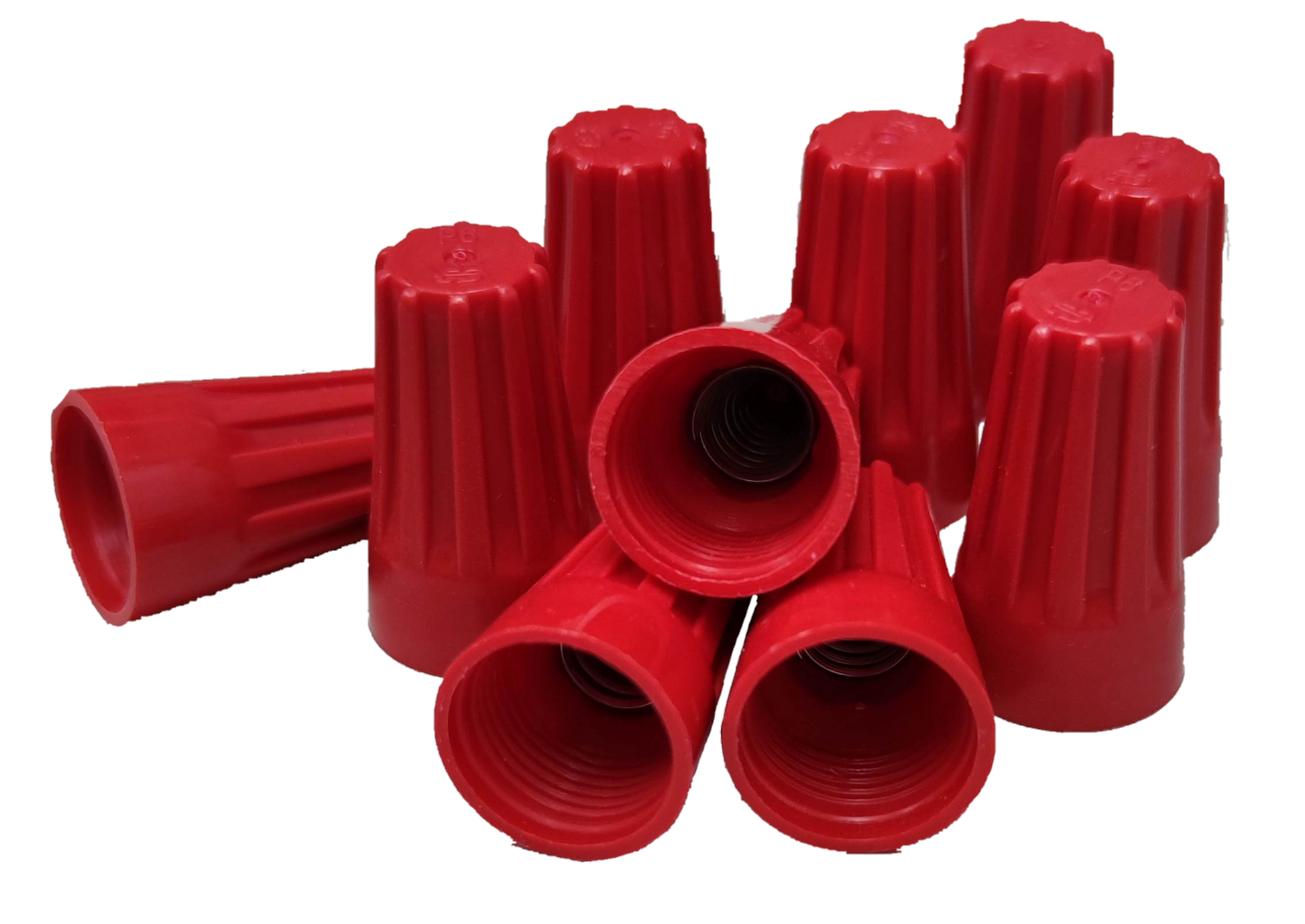 Red Wire Nut Electrical Connector Caps with internal metal springs for secure wire connections