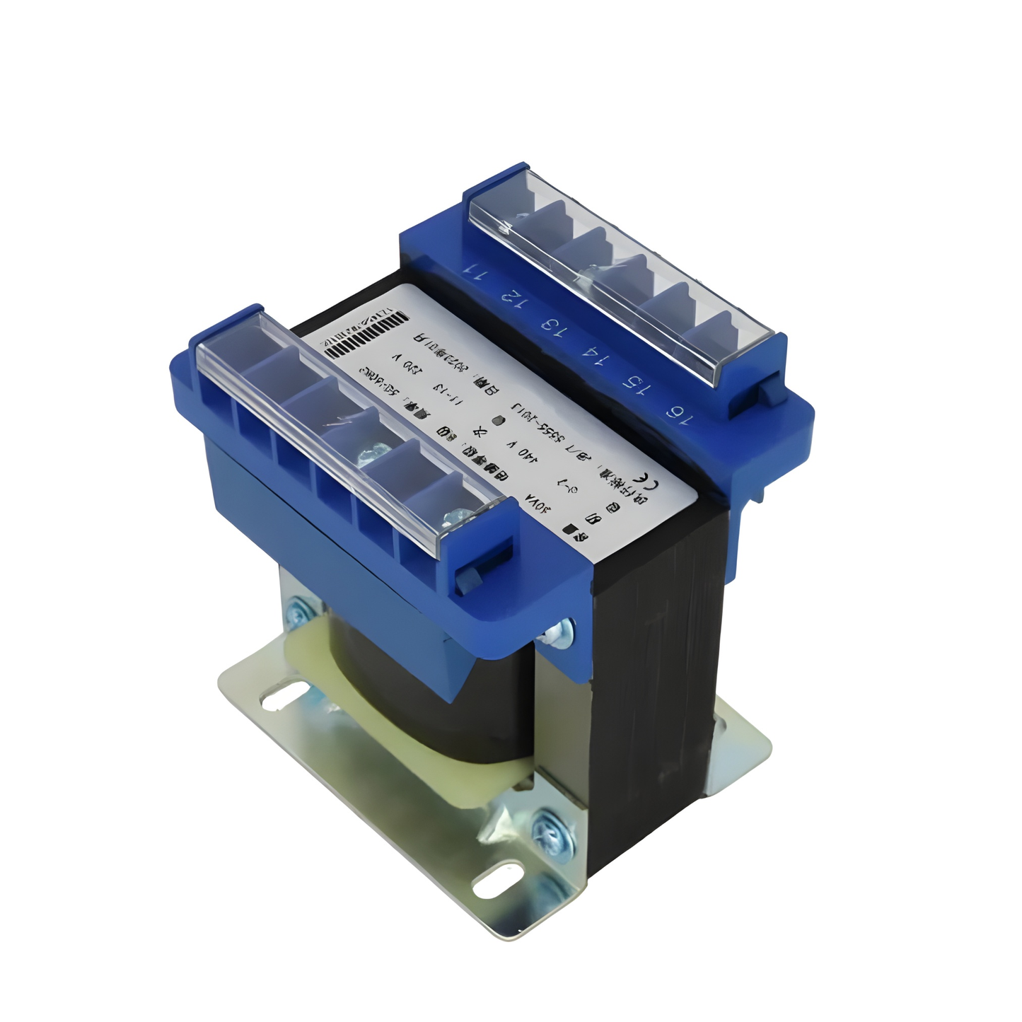 Wixim 250VA Control Transformer with blue terminal covers and metal mounting base