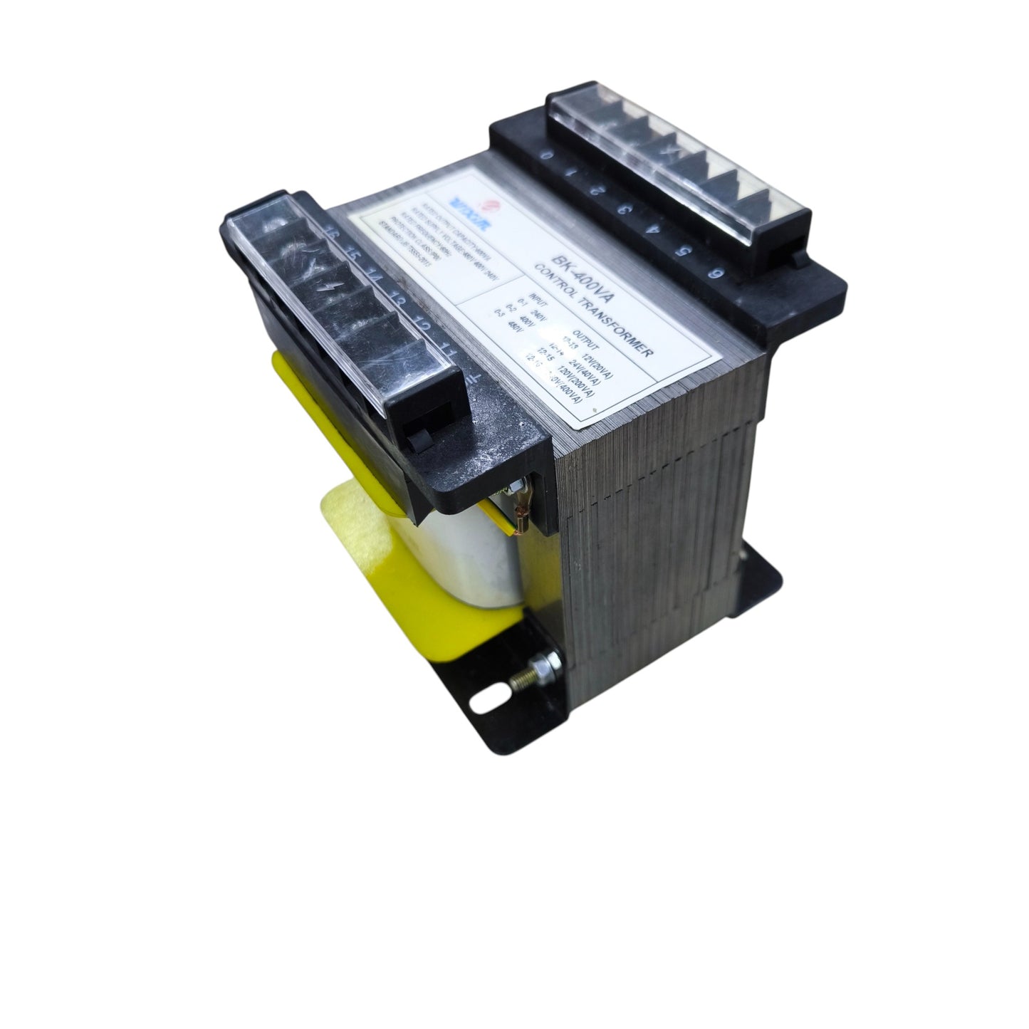 Wixim 400VA Control Transformer with dual terminal blocks laminated steel core and mounting base