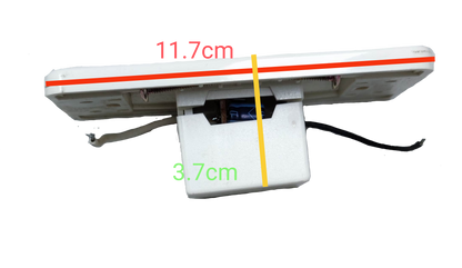 Omni 1 way touch sensor switch white wall plate side view with 11.7cm and 3.7cm depth measurements