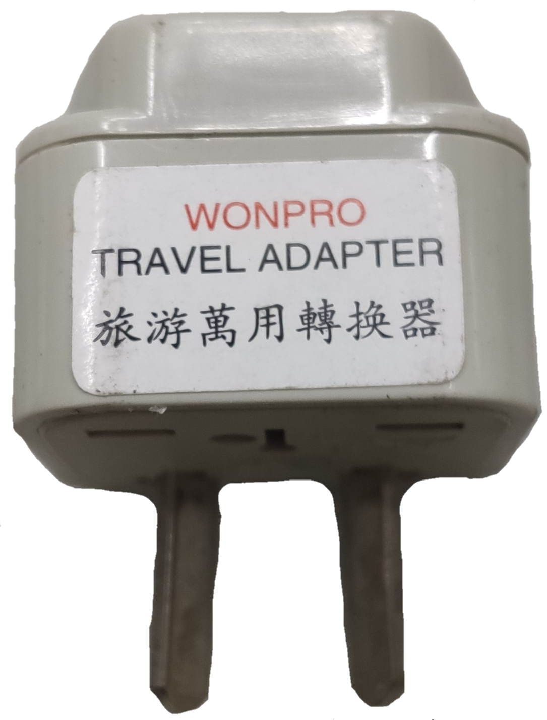 WONPRO travel adapter Type I from China with two flat angled pins for international use