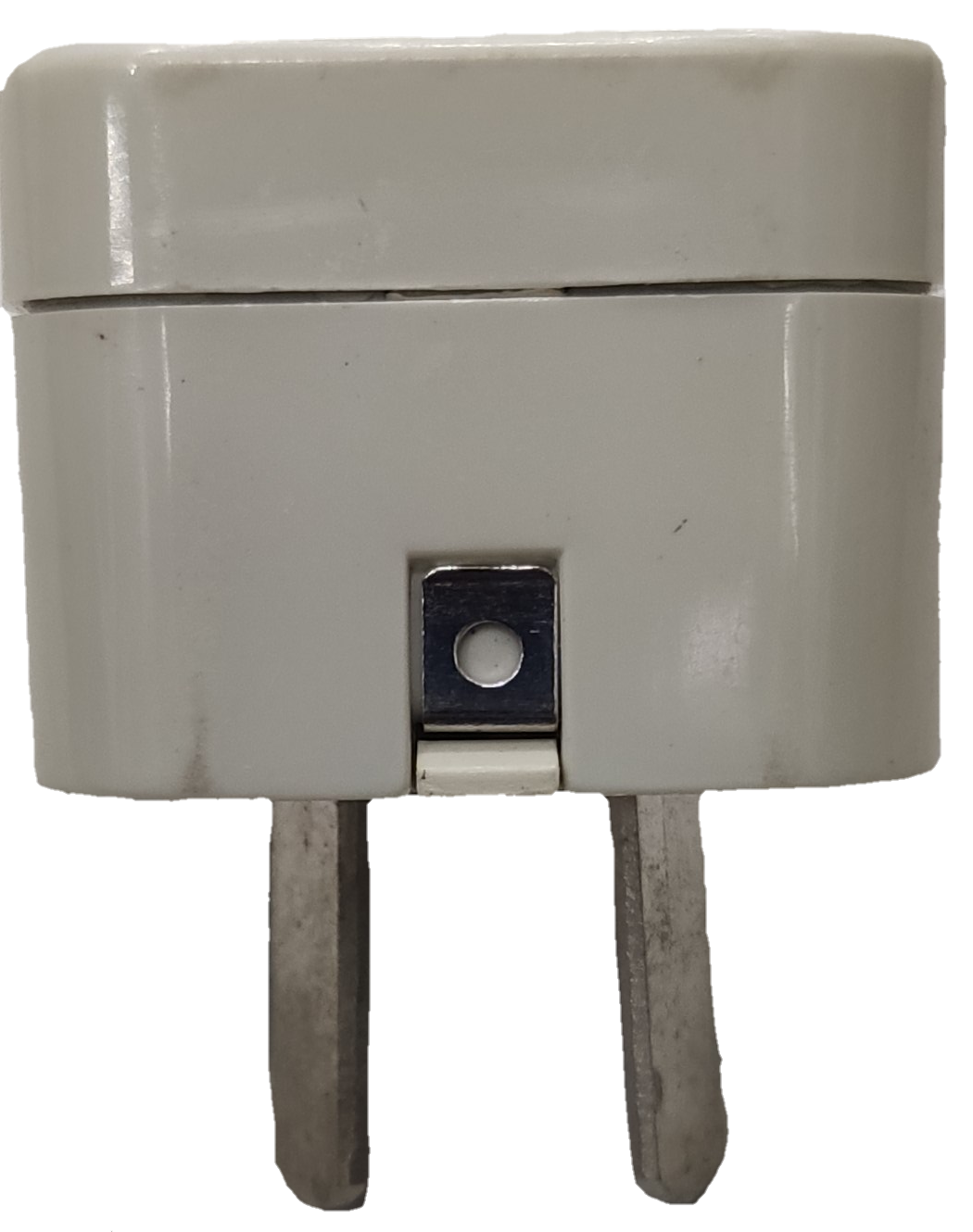 White Travel Adaptor Type I plug from China with two flat angled pins for international use