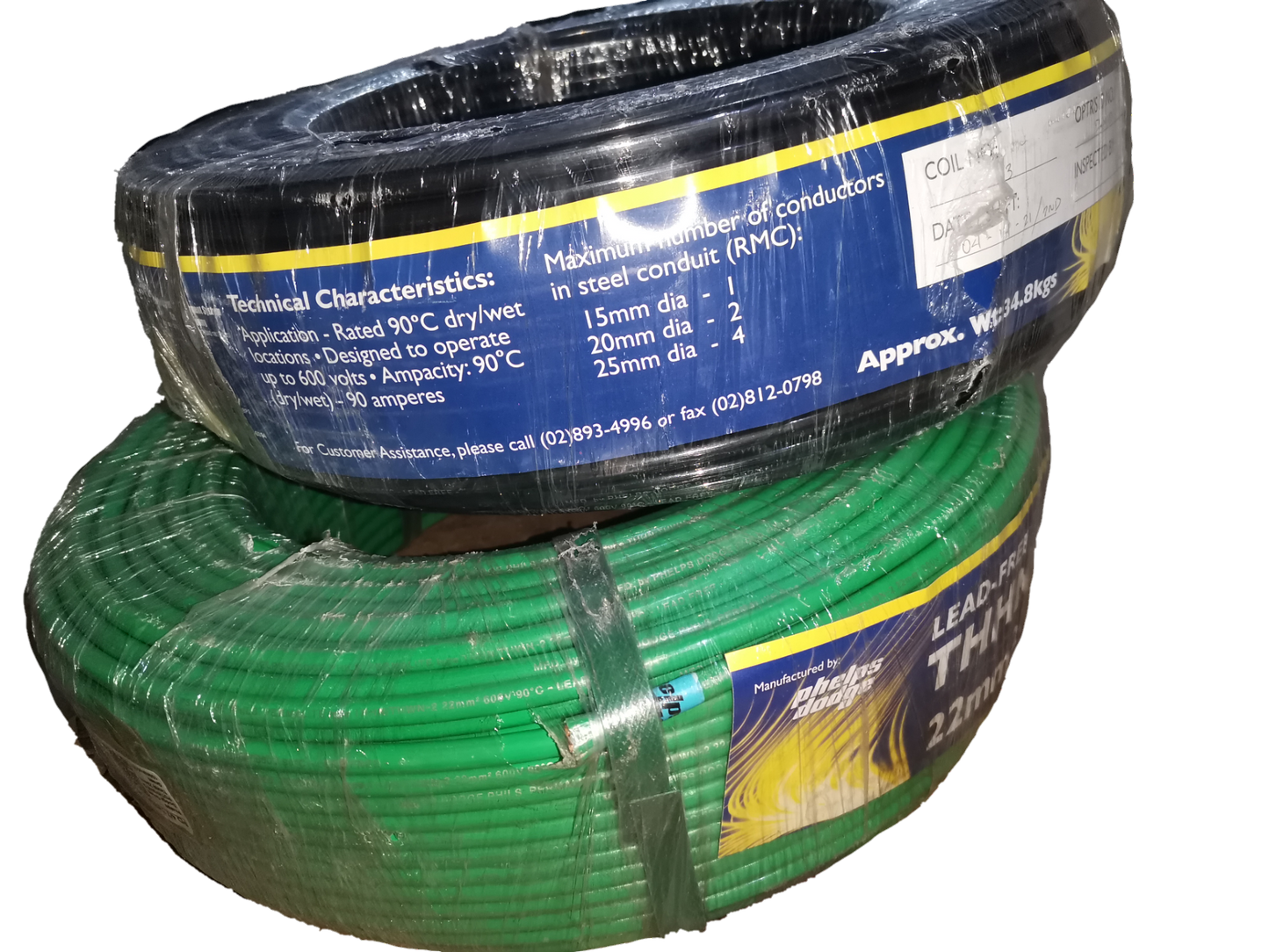 Phelps Dodge THHN Wire 22mm 4 AWG Stranded, Pre Cut (150 Meters) (1 Roll) Red