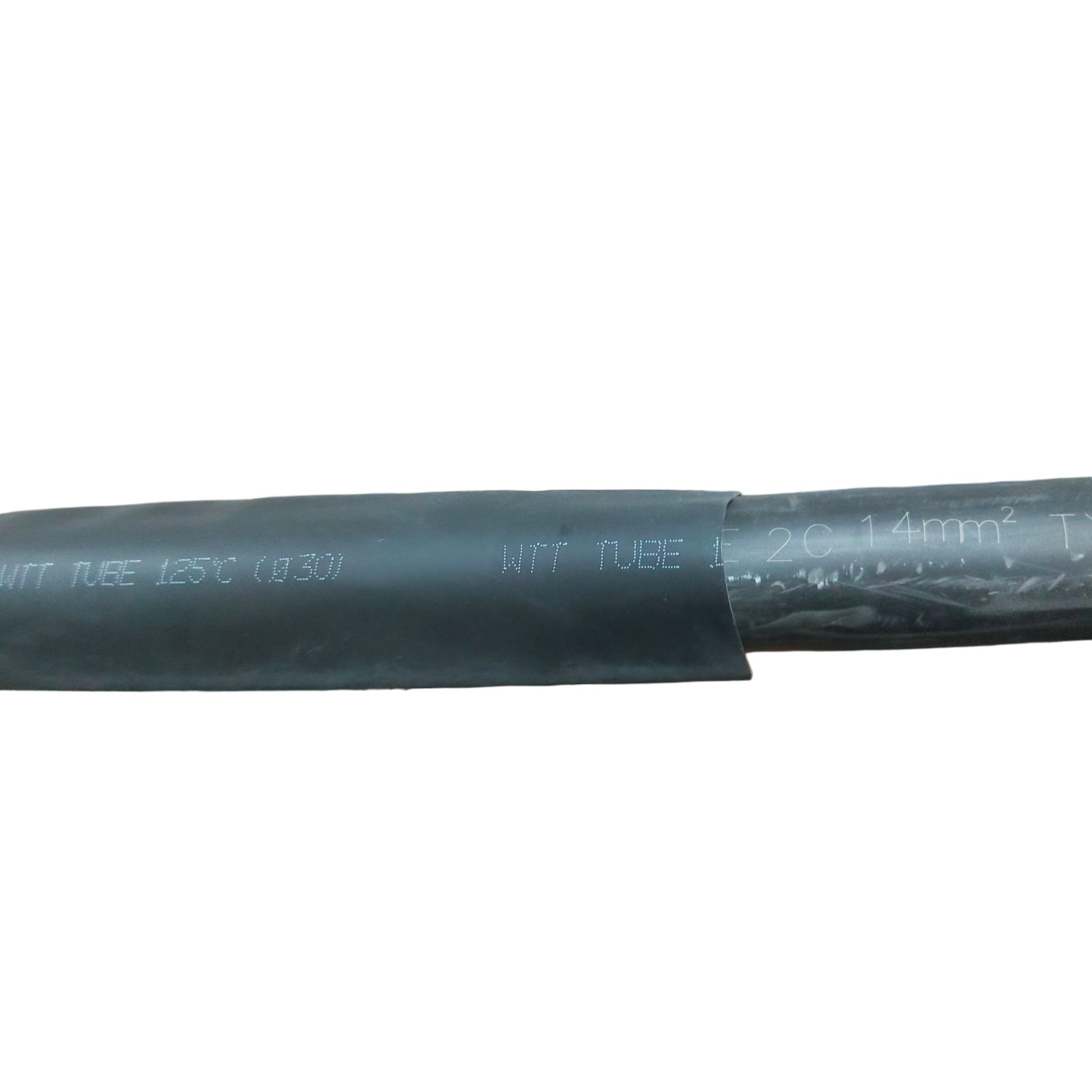 30mm Shrinkable Tube Black heat shrink tubing on heavy power cable for cable management and insulation