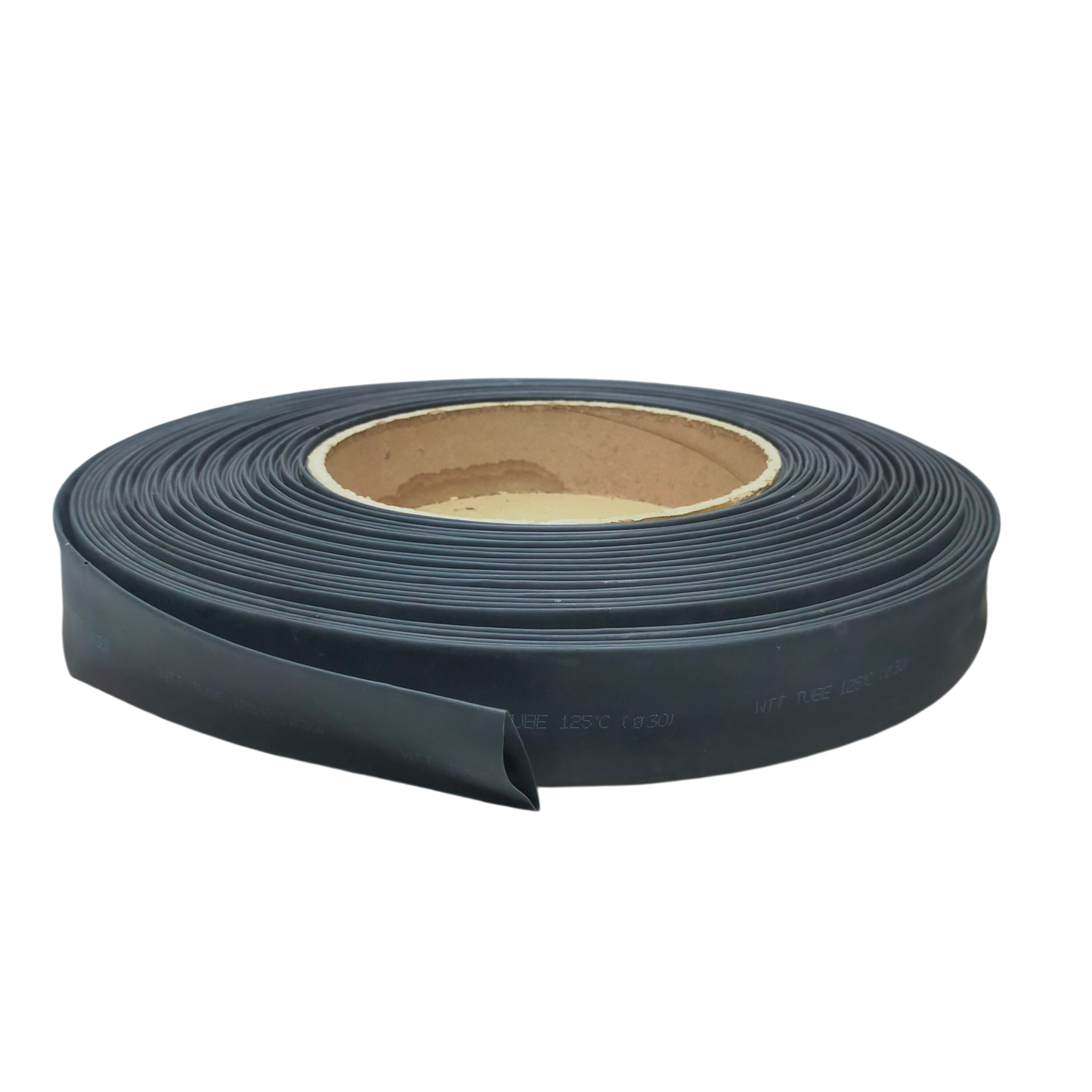 Roll of 30mm Shrinkable Tube Black cable management heat shrink tubing on cardboard core for wiring