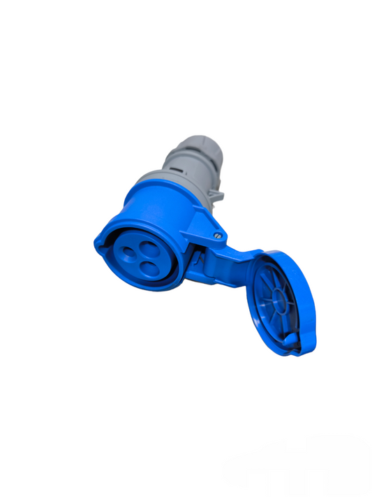 Wixim industrial outlet cord connector type blue and gray electrical part with protective cover