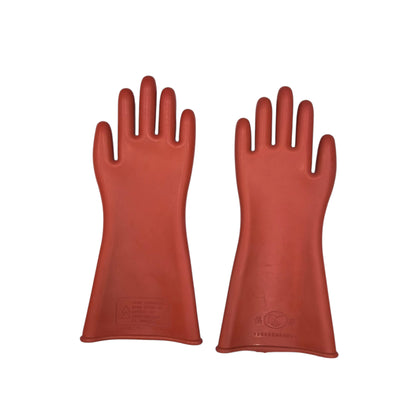 12KV Electrical Gloves Rubber red insulating safety gloves pair with long cuffs from China for electricians