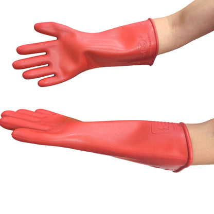 Red insulated 12KV Electrical Gloves Rubber long cuff safety gloves for high voltage electrical work