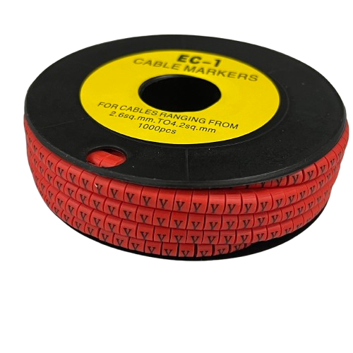 Grippes Y Marker Red 2.6mm to 4.2mm 1000pcs cable management markers on black spool
