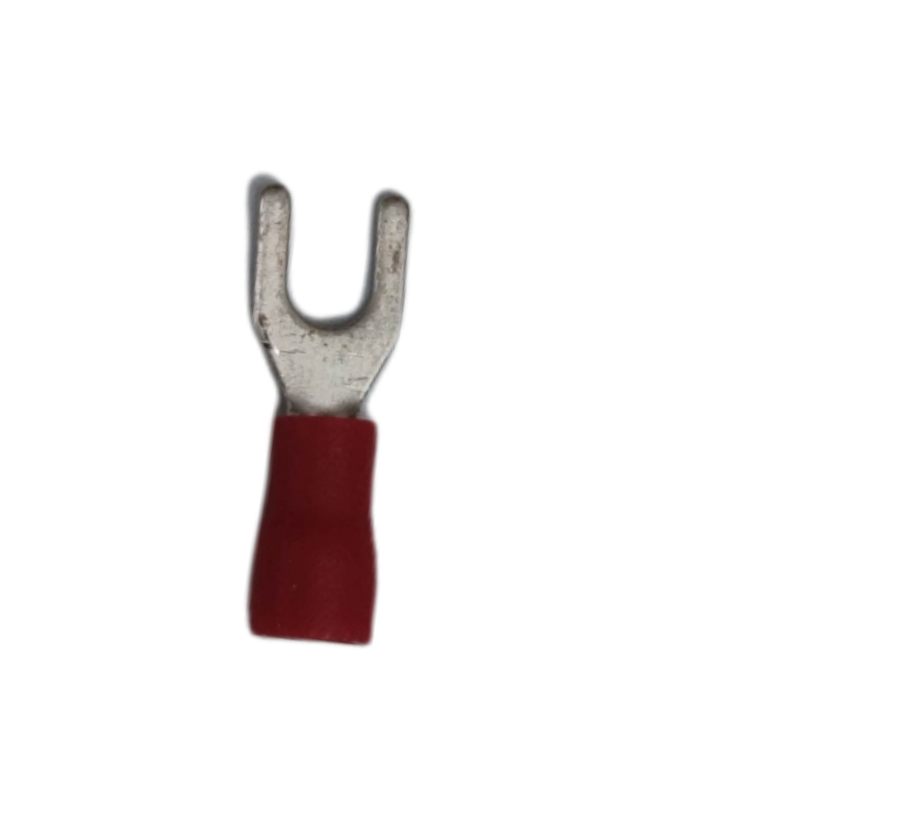 Y type terminal lugs with red insulation designed for secure electrical connections in circuitry