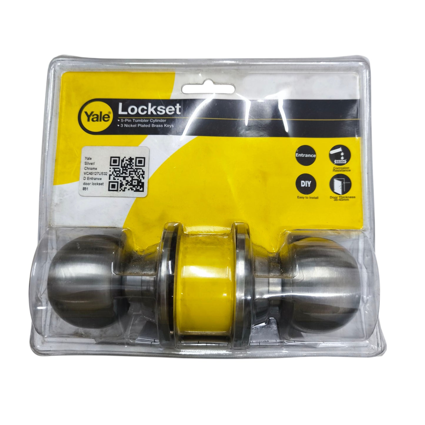 Yale Door Knob Entrance Lockset with durable metal finish for secure home entry