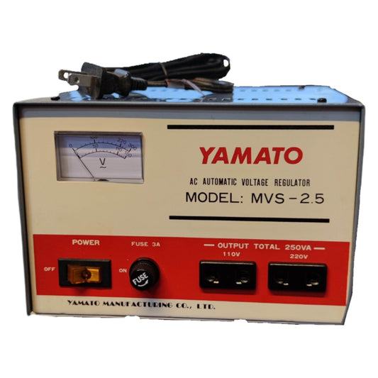 Yamato AC automatic voltage regulator with a white background