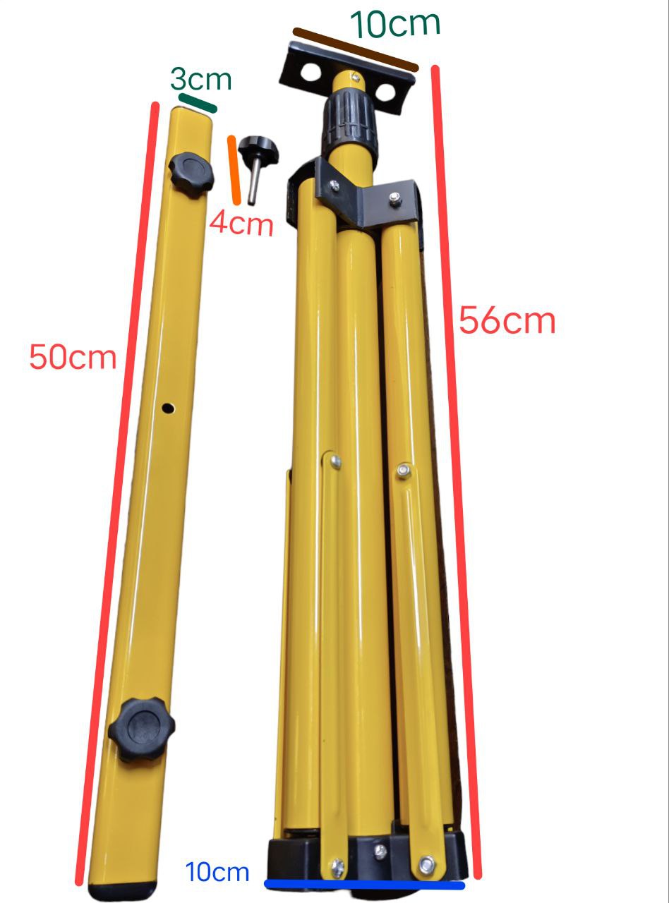 Grippes yellow metal Flood Light Stand 1 Meter 2Head with adjustable height measurements