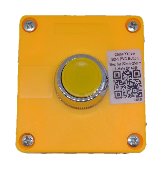 Auspicious yellow push button switch with sturdy square base and metal screws for industrial use