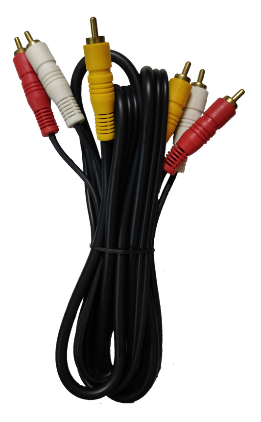 High-quality yellow red white RCA cord for stereo and video with gold-plated connectors